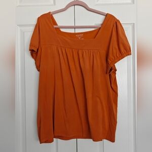 Sonoma Madewell Square-Neck Short Sleeve Top in Burnt Orange, Size 1X